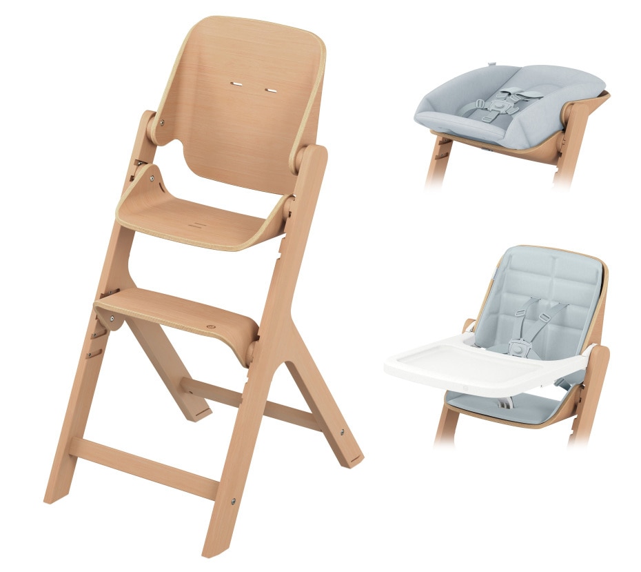 Maxi-Cosi Nesta kinderstoelbundel - houten kinderstoel de geboorte tot 99 jaar, inclusief set voor pasgeborenen, peuters.