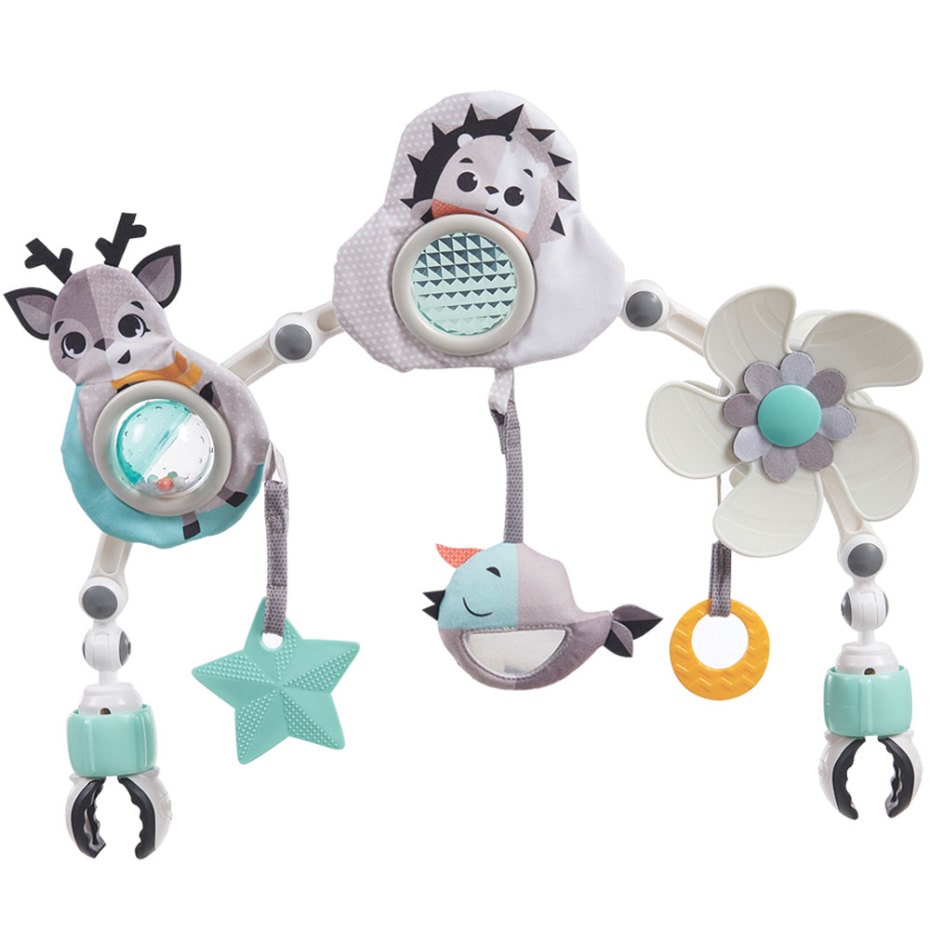 Tiny Love Sunny Stroll Activiteitenboog met 6 door baby geactiveerde speeltjes, vanaf 0 maanden, verstelbare clips passen op de meeste kinderwagens, magische muziekmobiel, Unicorn Wonderlands